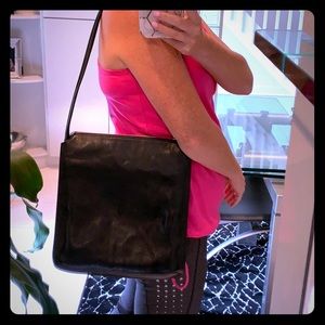 Black leather shoulder bag